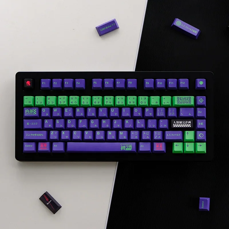 EVA NO.1 Keycaps Japanese Anime Mech 129 Keys PBT Keycaps DYE-SUB Cherry Profile For Cherry MX Switch Mechanical Keyboard