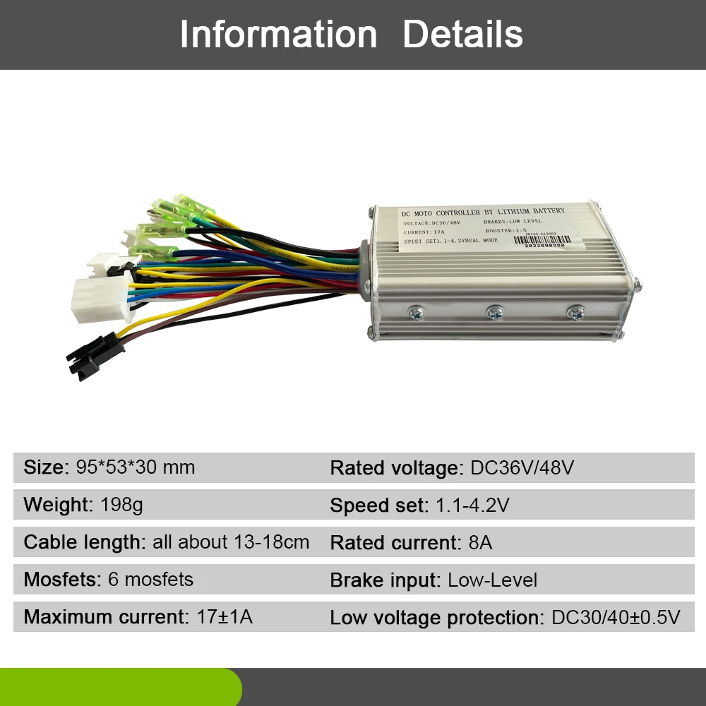 Ebike JN 17A Sinewave Three-Mode Controller and JN 24V 36V 48V V889 LCD Display with SM Plug Use for Electric Scooter Motor