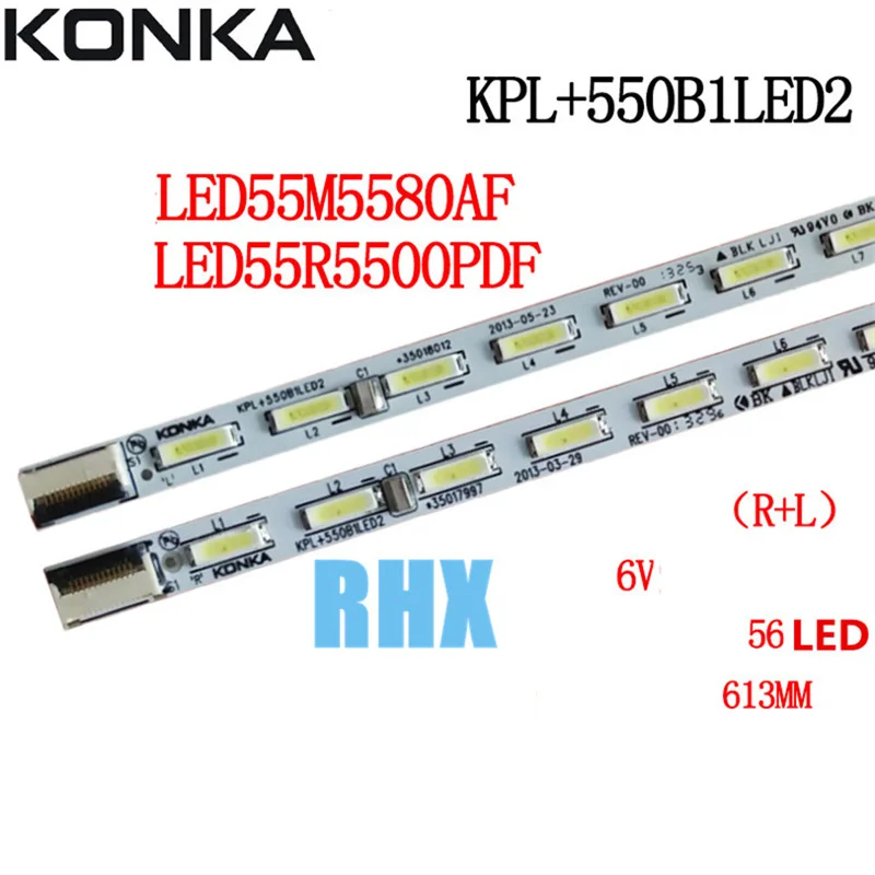 

10 Pieces/lot FOR Konka LED55R5500PDF LCD backlight strip 35017998 35017996 3501801 1Pieces=56LED 613MM
