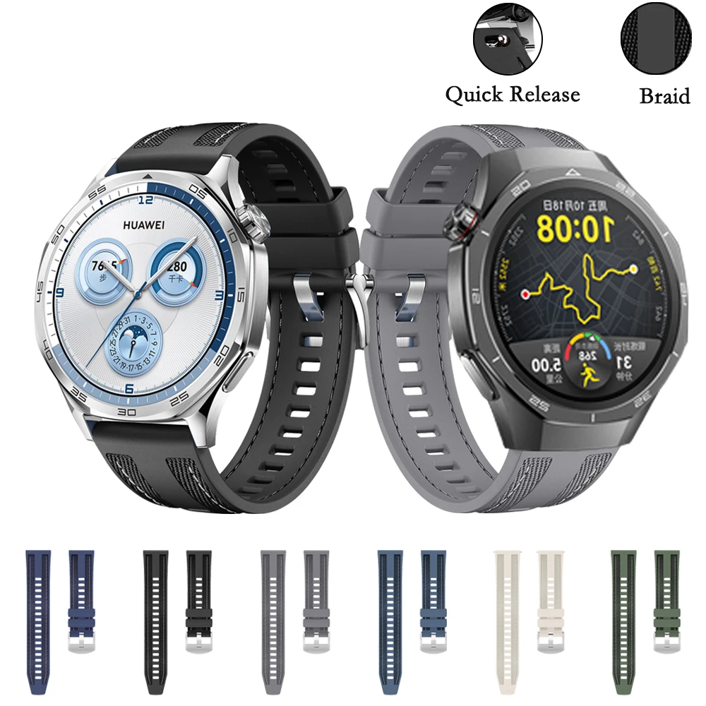 Оригинальный силиконовый ремешок для Huawei GT5 46 мм Smartwatch, классический плетеный ремешок с пряжкой для Huawei GT5 GT5 Pro, сменный ремешок 22 мм