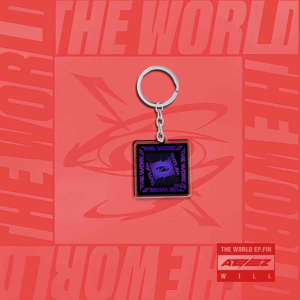 Acrylic Kpop ATEEZ Keychain Album THE WORLD EP.2 : OUTLAW Hongjoong Seonghwa Yunho Yeosang Key Ring Pendant Teakook Accessories