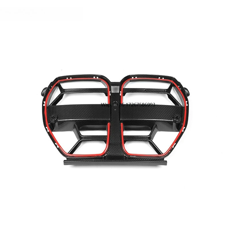 CSL Style There is a red stripe Dry Carbon Fiber Autoclave Front Bumper Front Grille New for G80 M3 G82 M4 2021+