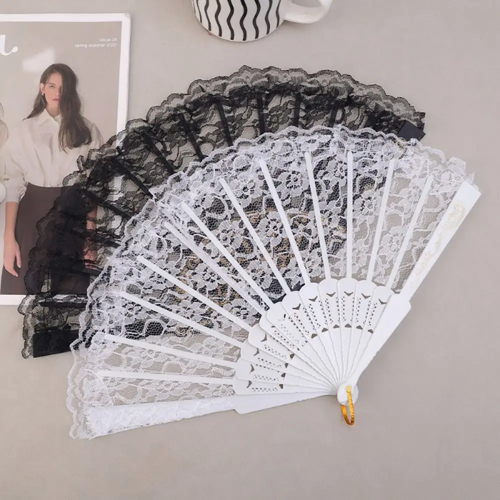 1Pcs New Fairy Folding Lace Fan Lolita Retro Chinese Dance Fan Sweet Portable Decorative Fan Photography Photo Prop