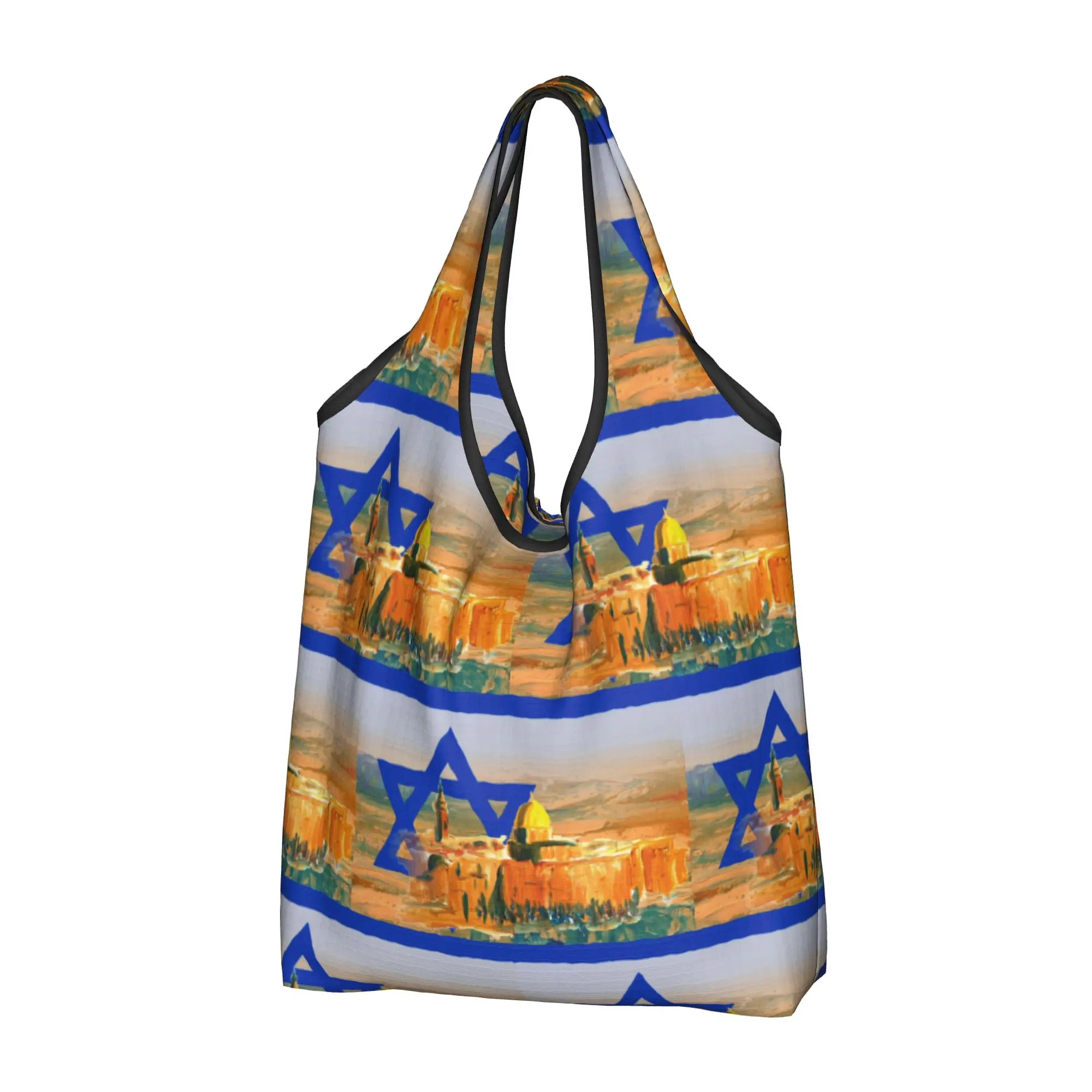 Funny Printing Israel Flag Negev Desert Shopping Tote Bag Portable Shoulder Shopper  Handbag