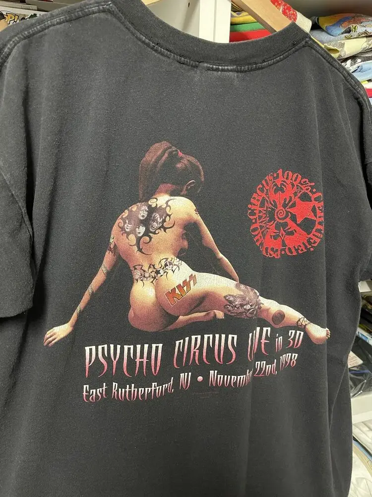 جولة عتيقة ، تي شيرت بقبلة نفسية سيرك كبيرة ، تي شيرت فرقة روك مباشرة ،