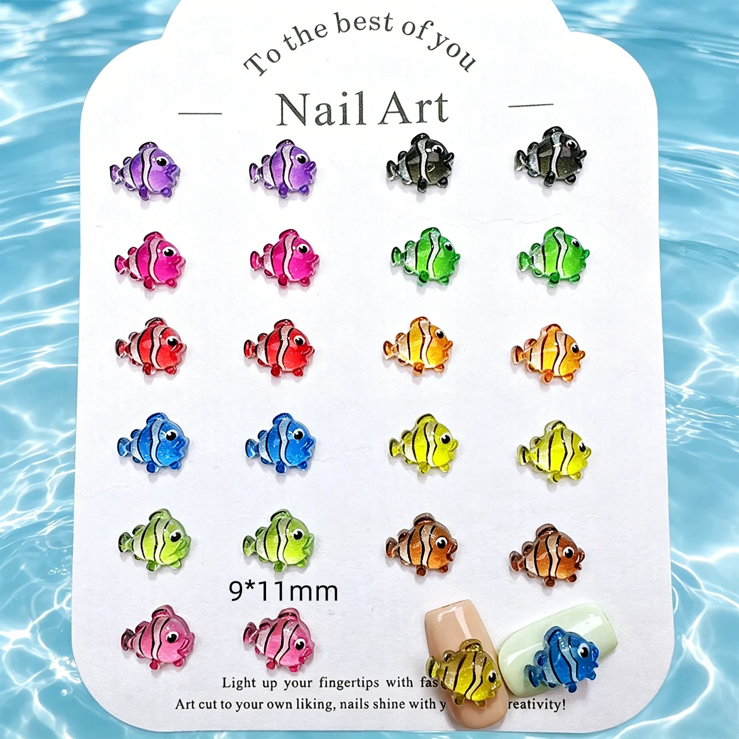 50 Stück Bunte Clownfisch-Nagelanhänger 3D Harz Tropische Fisch-Nageldekoration Glänzende Transparente Fisch-Maniküre für Sommer-Strandurlaub – Detail 5