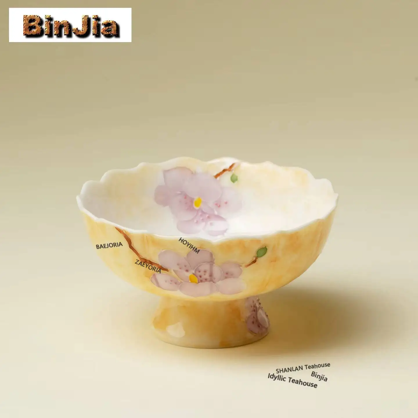 60ml Hand Painted Sakura Butterfly Teacup Boutique Tea Bowl Beautiful Tea Cup Tea-tasting Smelling Cup Chazhan Master Cups Tea