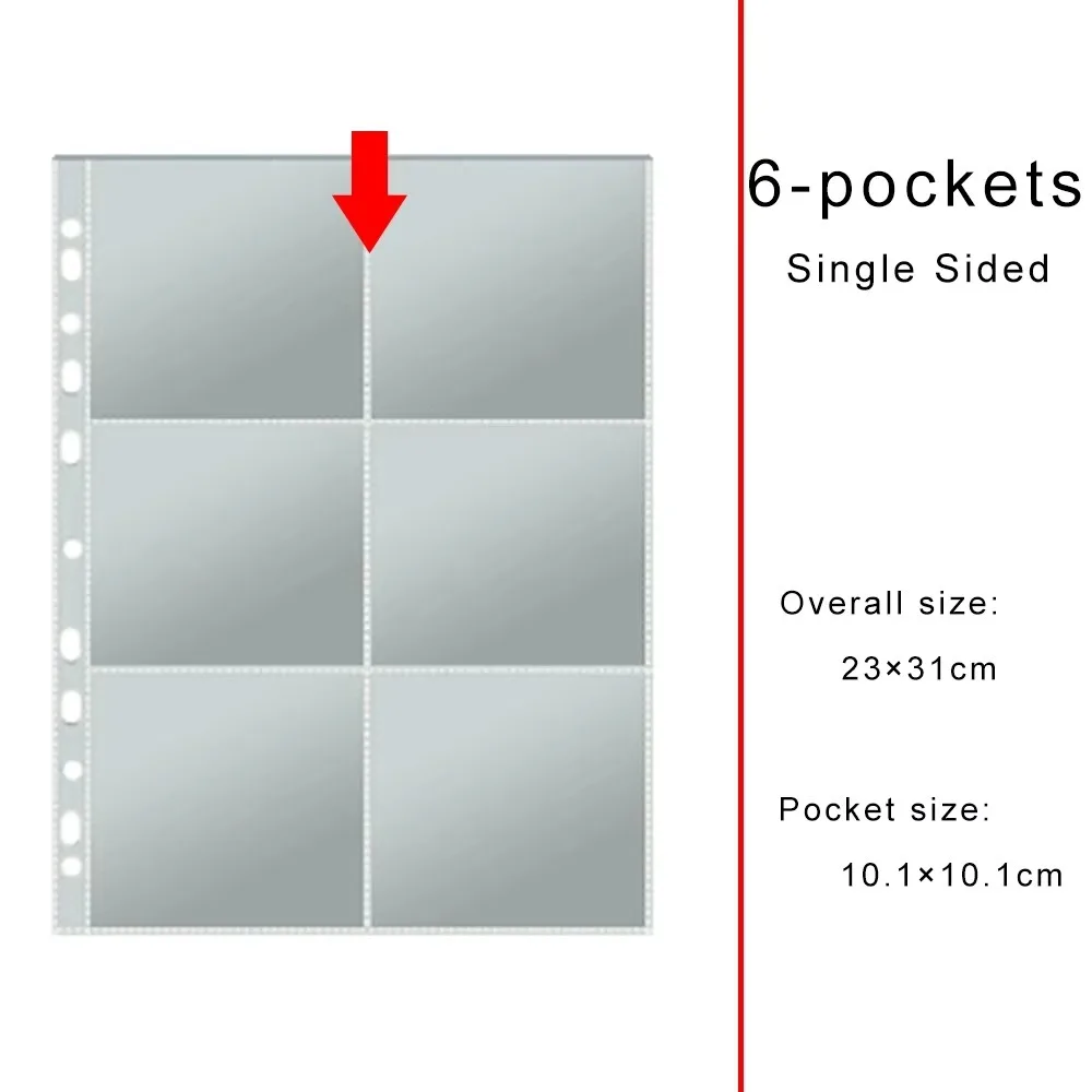 Binder Refill Clear Photo Album Pages A4 Multi-Pockets Card Pages 11-Hole Photocards Sleeves