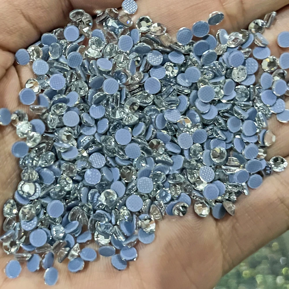 Topkwaliteit Luxe Doorzichtige Hotfix Steentjes Super Glanzend Glas Strass Ijzer Op Kristal Hete Fix Strass Voor Stof Kleding