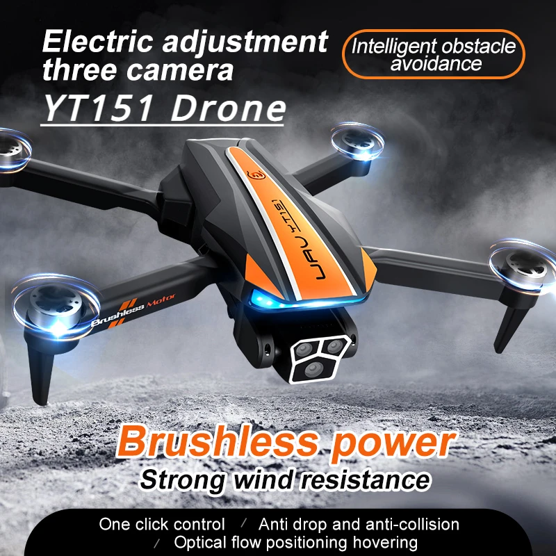 New YT151 Brushless Dron Four Axis Aircraft Electric Adjustment 4K FPV Three Camera With Optical Flow Obstacle Avoidance Drone