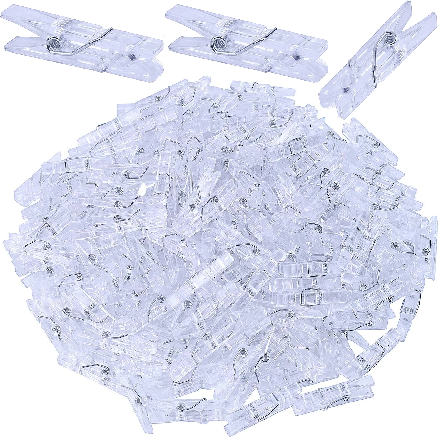 

200 Pieces Photo Clips,Mini Clear Plastic Utility Paper Clip Clothespins Clip