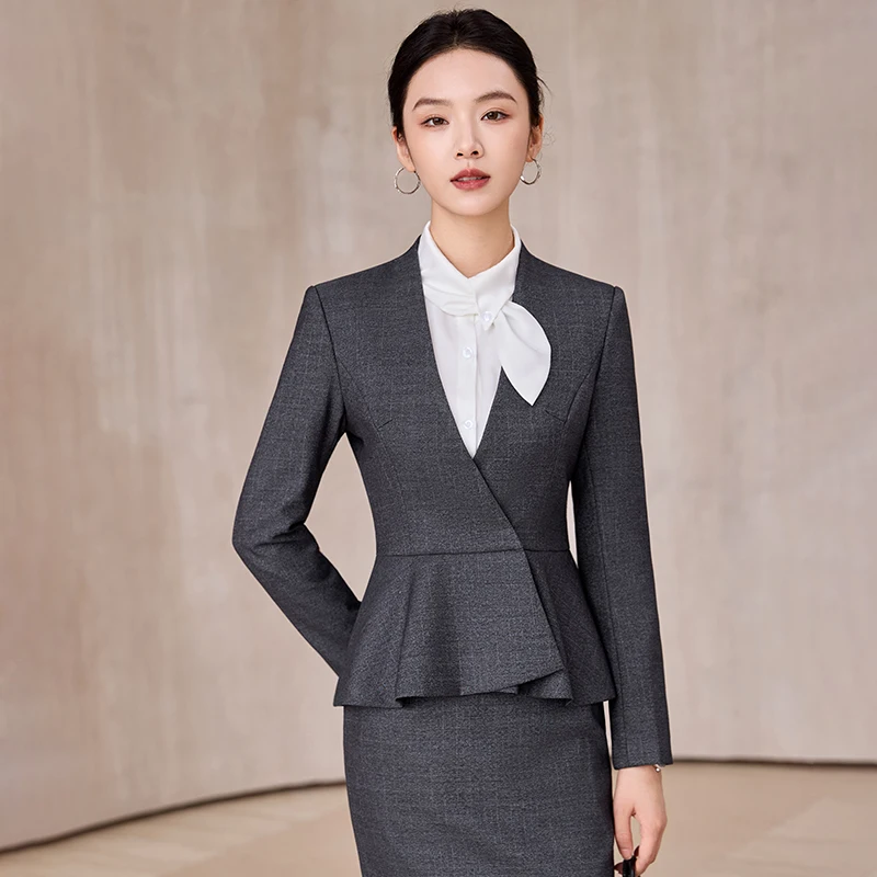 Abiti da lavoro formali da donna in tessuto di alta qualità per abbigliamento da lavoro da ufficio da donna Set di pantaloni blazer per interviste professionali per carriera OL