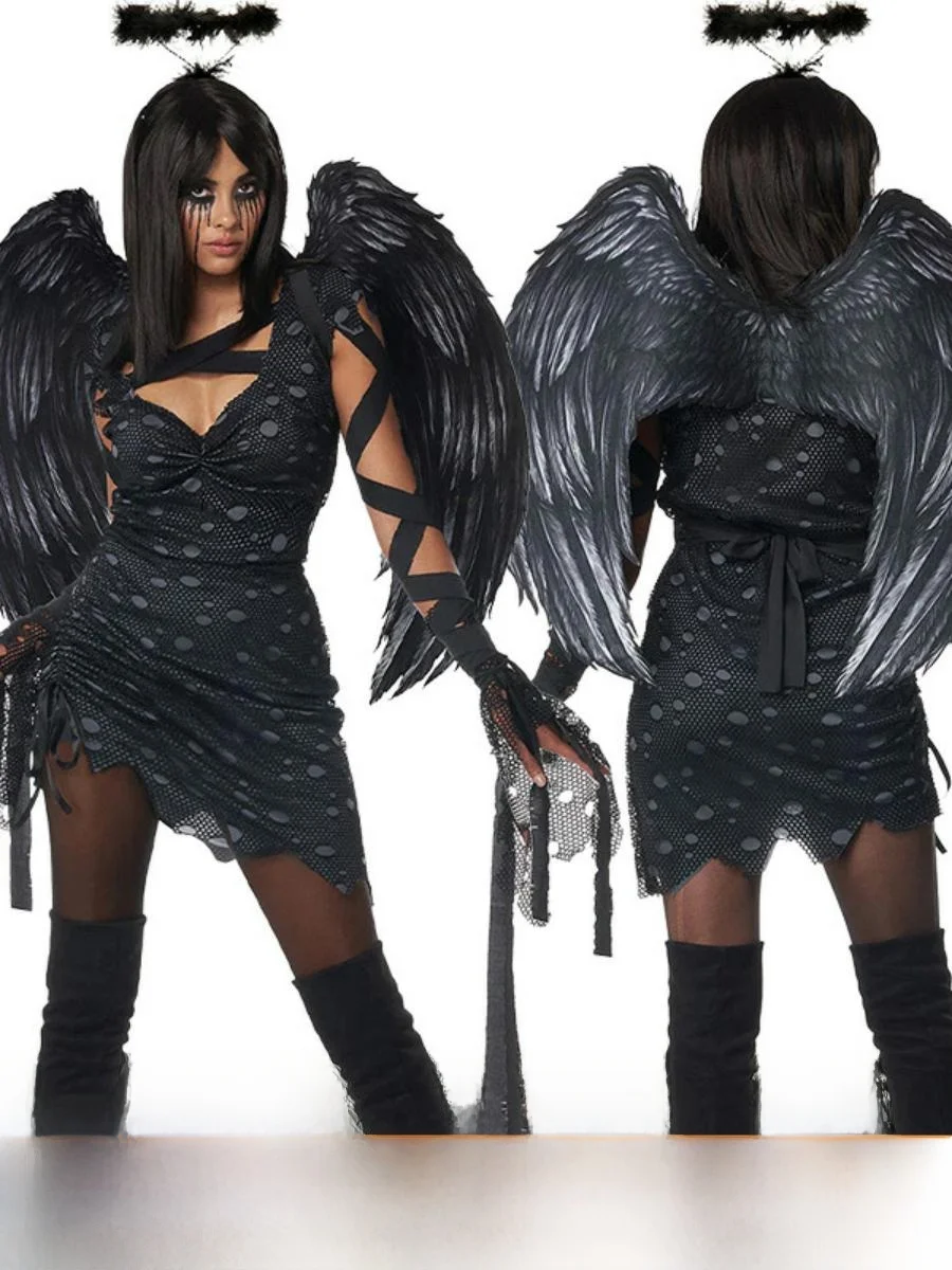 

Новый костюм на Хэллоуин Zombie Bla Angel, национальный сценический костюм злого призрака, женская мода, полиэстер, весна 2024,