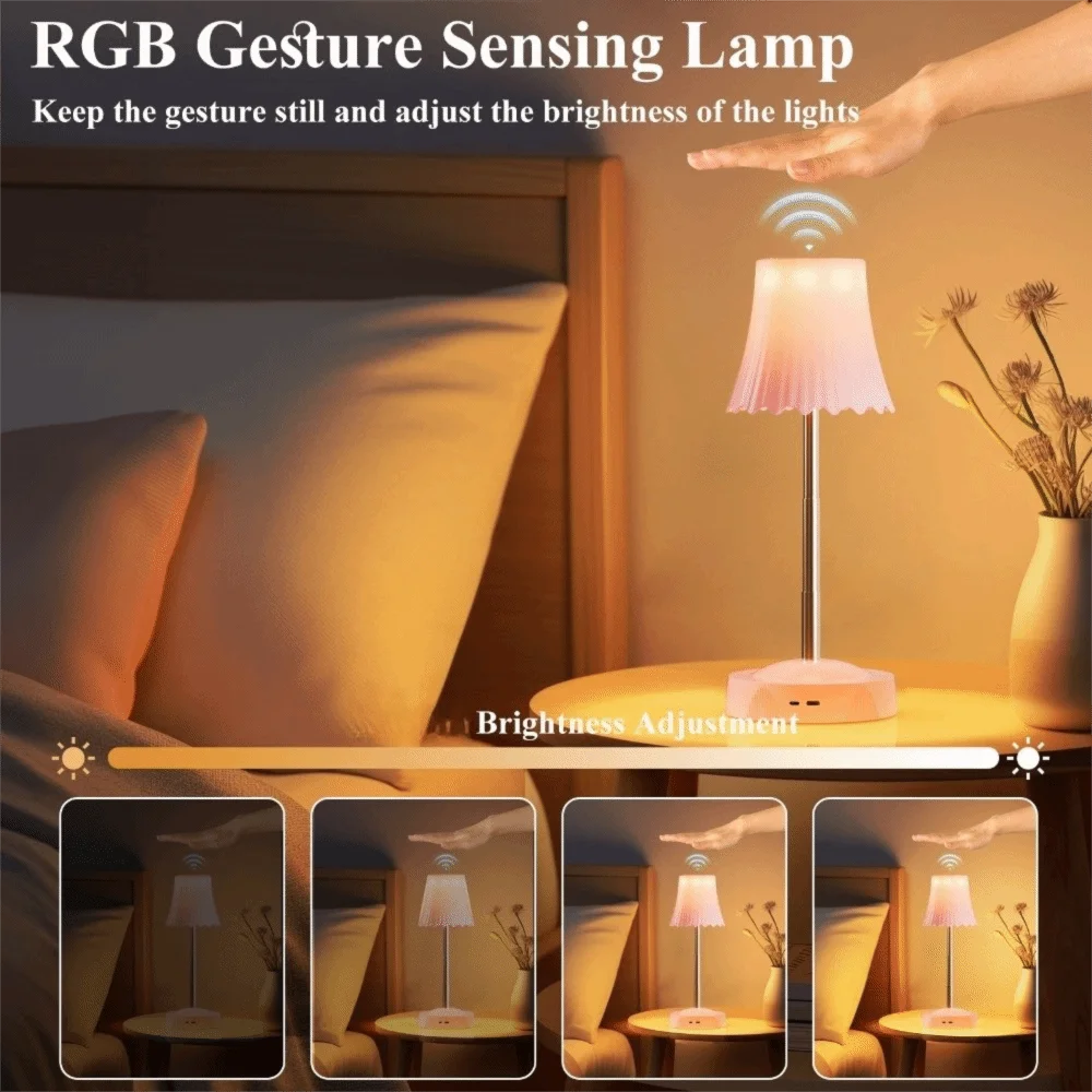 

Rechargeable RGB LED Night Lamp Gesture Control Adjustable Hand Gesture Sensor Light Creative Home Decor Atmosphere Light