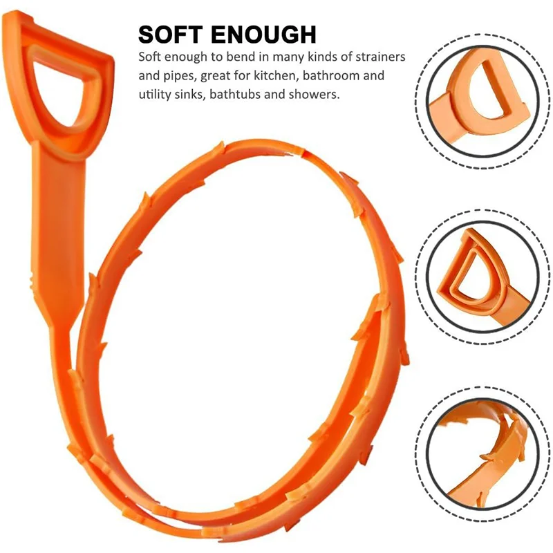 Strong Flexibility, Free Bending 68.5cm Drain Cleaners with 1-Inch V-Barbs. The Christmas Gift for Handy Homeowners! - Detail 1