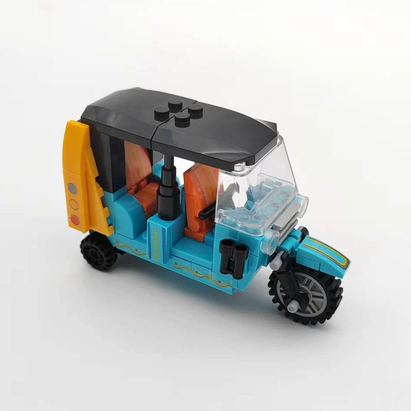 مدينة ثلاث عجلات نموذج دراجة نارية MOC اللبنات مركبة الطوب الفني هدايا عيد الميلاد لعب للأطفال الأولاد الأطفال الكبار #3