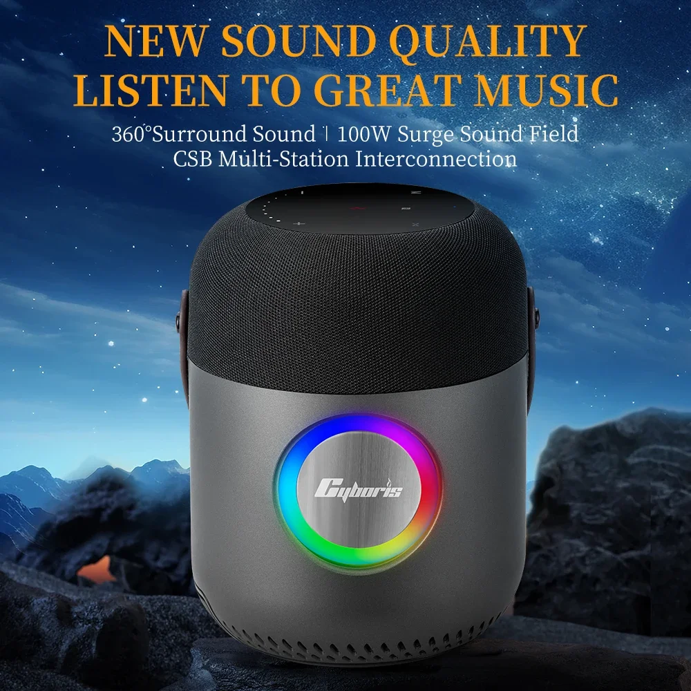 

100W High Power Portable Bluetooth Speakers Outdoor RGB Lights Wireless Subwoofer for Party Camping Soundbox Support TWS/NFC/TF