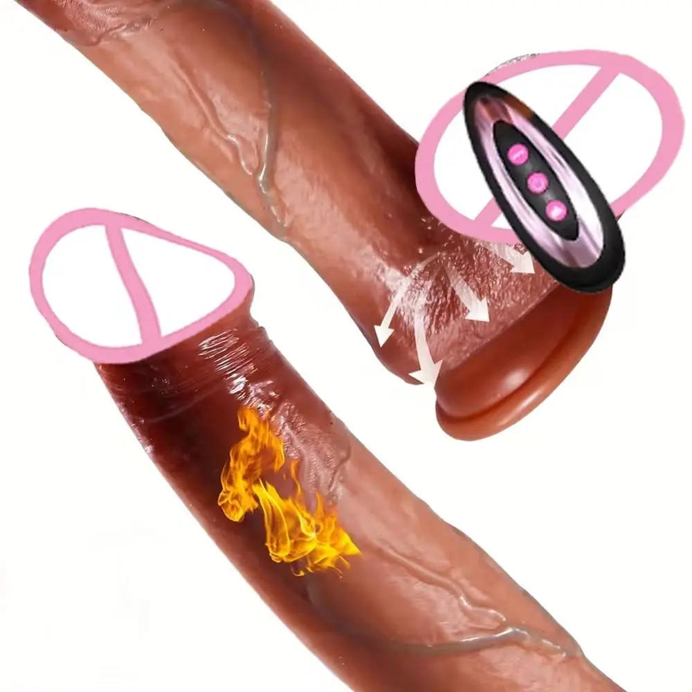 Telescopic Heated Dildo Vibrator Realistic Rotating Glans for Male Female Vaginal Anal Masturbation Adult Sex Toy