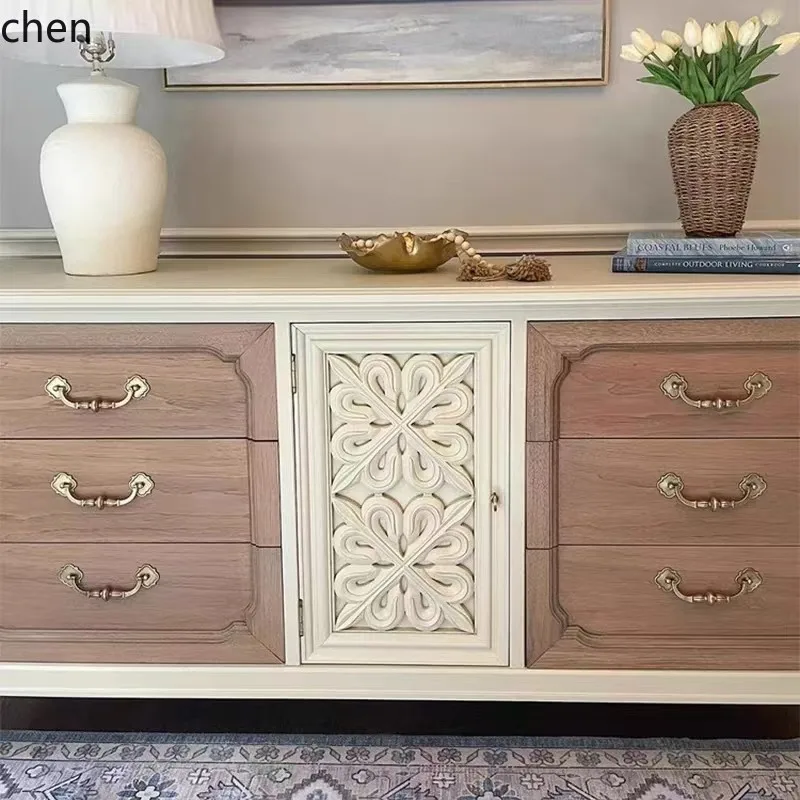 CZ Sideboard Wooden Storage Cabinet Bedroom Living Room Furniture Solid Wood Vintage Storage Cabinet