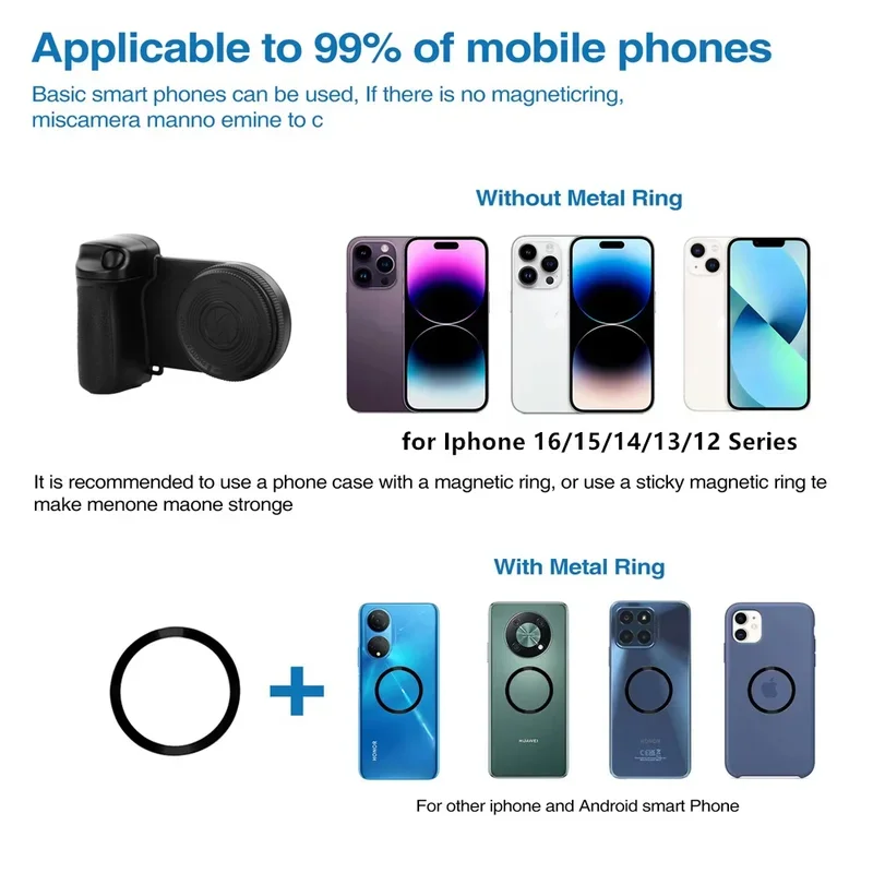 บลูทูธแม่เหล็กโทรศัพท์สมาร์ทกล้องชัตเตอร์Grip HandleเติมแสงกระจกMagsafeสําหรับIphone 16/1/5/14/13/12 การถ่ายภาพ