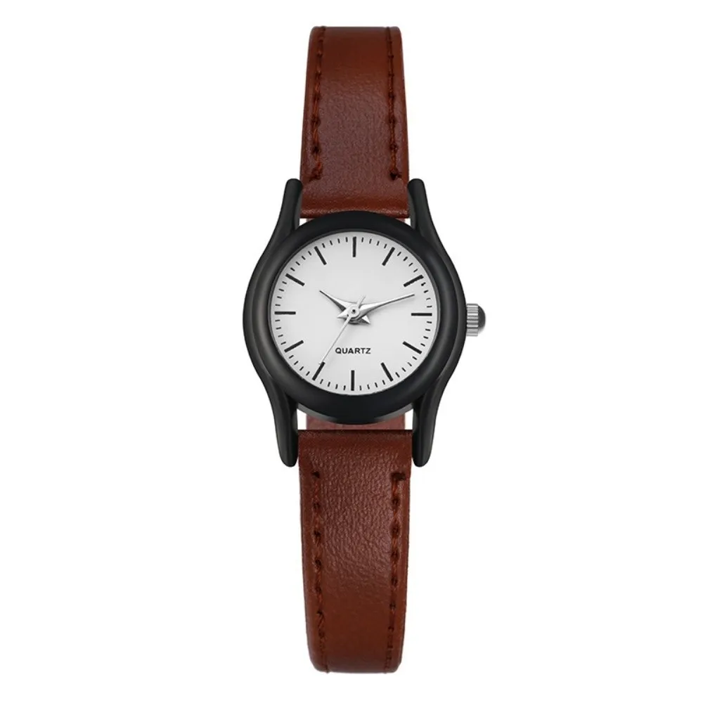 Casual Minimalist Quartz Watch Leather Strap Stainless Steel Couples Watch Round Dial Simple Classic Wristwatches for Women