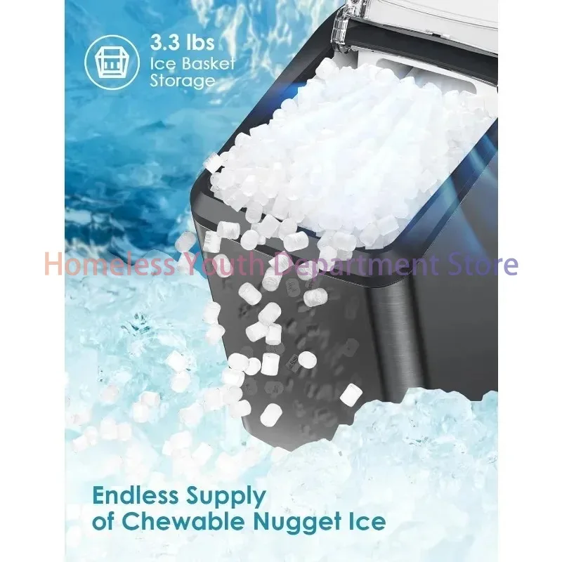 صانعة الثلج Oraimo Nugget، سطح عمل صانعات الثلج، 26 رطلاً/يومًا، ثلج قابل للمضغ صديق للأسنان مع تنظيف ذاتي