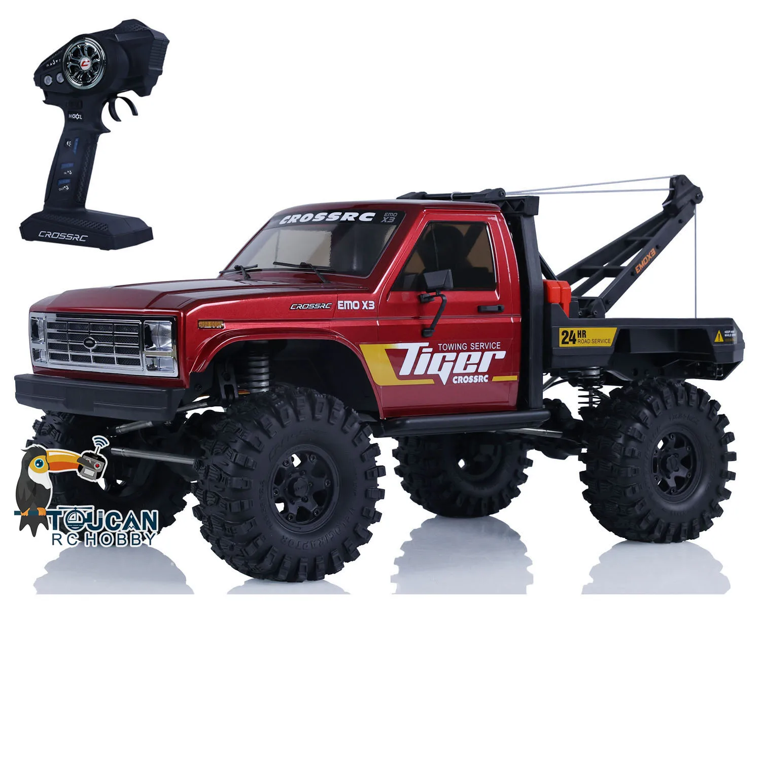

Радиоуправляемая полноприводная машинка-краулер 1/8 CORSSRC EMO X3, модель буксировочной спасательной машины с беспроводным управлением и системой освещения, игрушка, подарок