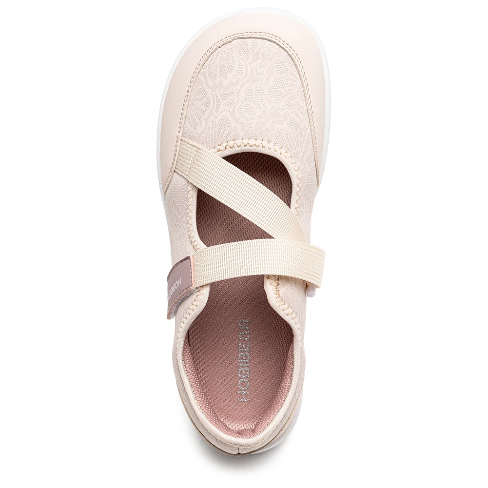 HOBIBEAR Wide Width Mary Jane Flats Women Barefoot Ballet Shoes Adjustable Hook Loop Lightweight Zero Drop Shoes