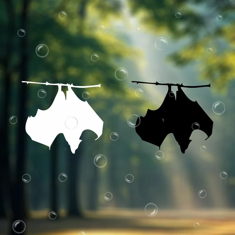 2pcs/set 2D Flat Hanging Bat Vinyl Sticker, Waterproof UV Resistant, for Car Window Laptop Luggage Decor, Holiday Gift