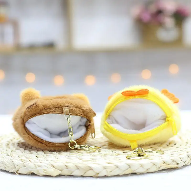 Monedero de felpa con dibujos de animales, billetera encantadora de Capibara, Panda, gato, conejo, monedero para cambiar dinero, bolsa de almacenamiento para auriculares, llavero