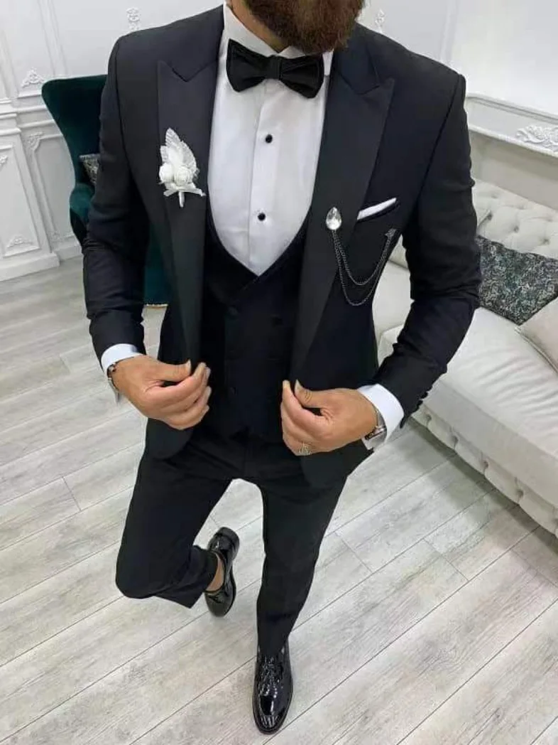 New Casual Fashion Men\'s Suit Slim Groom Wedding Tuxedo Three-piece Wedding Suit Dance Best Man Men\'s Suit Handsome Men