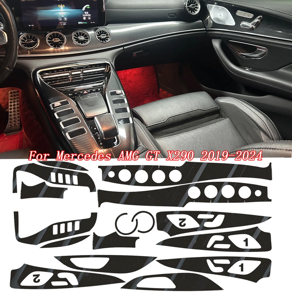 

Carbon Fiber for Mercedes AMG GT X290 2019-24 Car Film Interior Sticker Center Console Gear Dashboard Air Door Handle Lift Panel