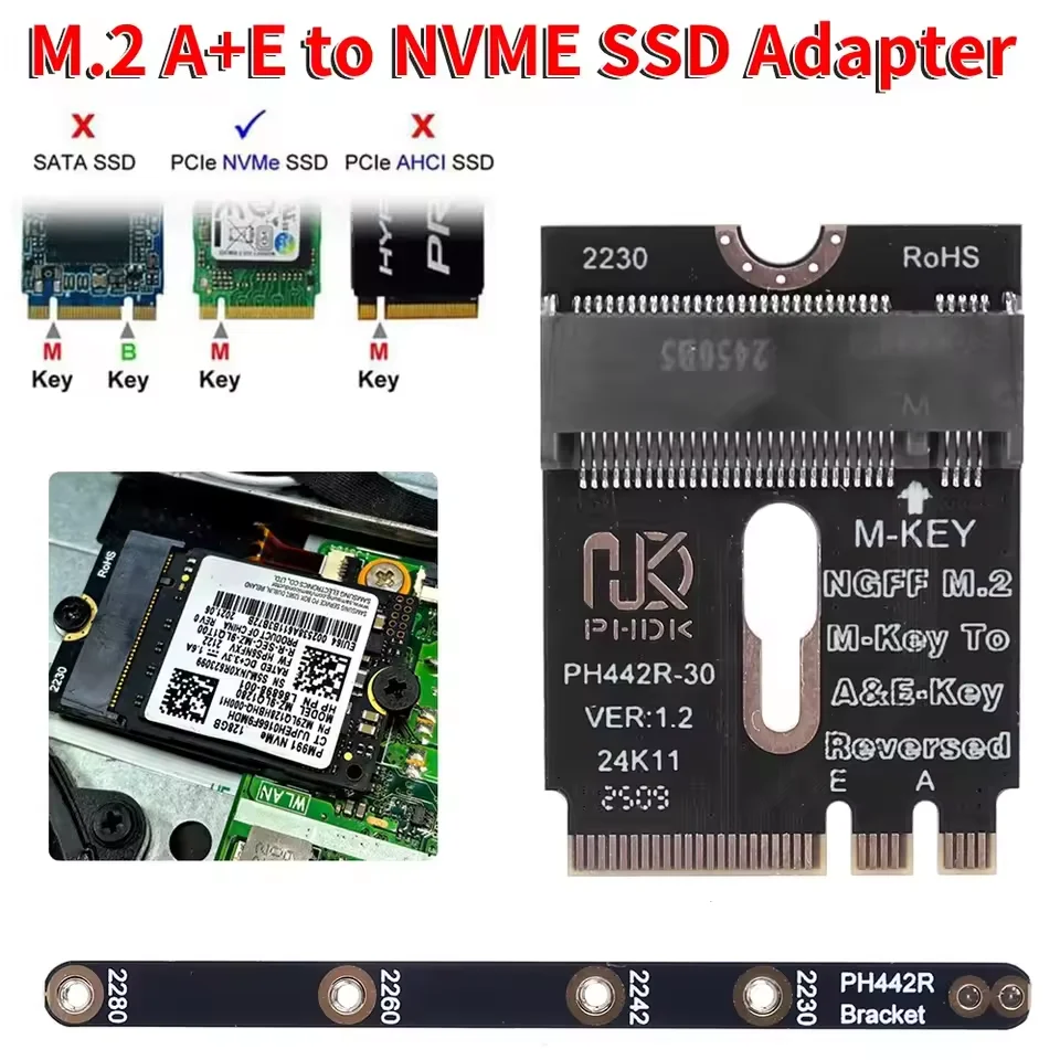 

Адаптер M.2 A+E — NVME SSD A/E Key — M Key PCIE 4.0 Riser Card с кронштейном M2 WIFI-интерфейс для 2230 2242 2260 2280 NVME SSD