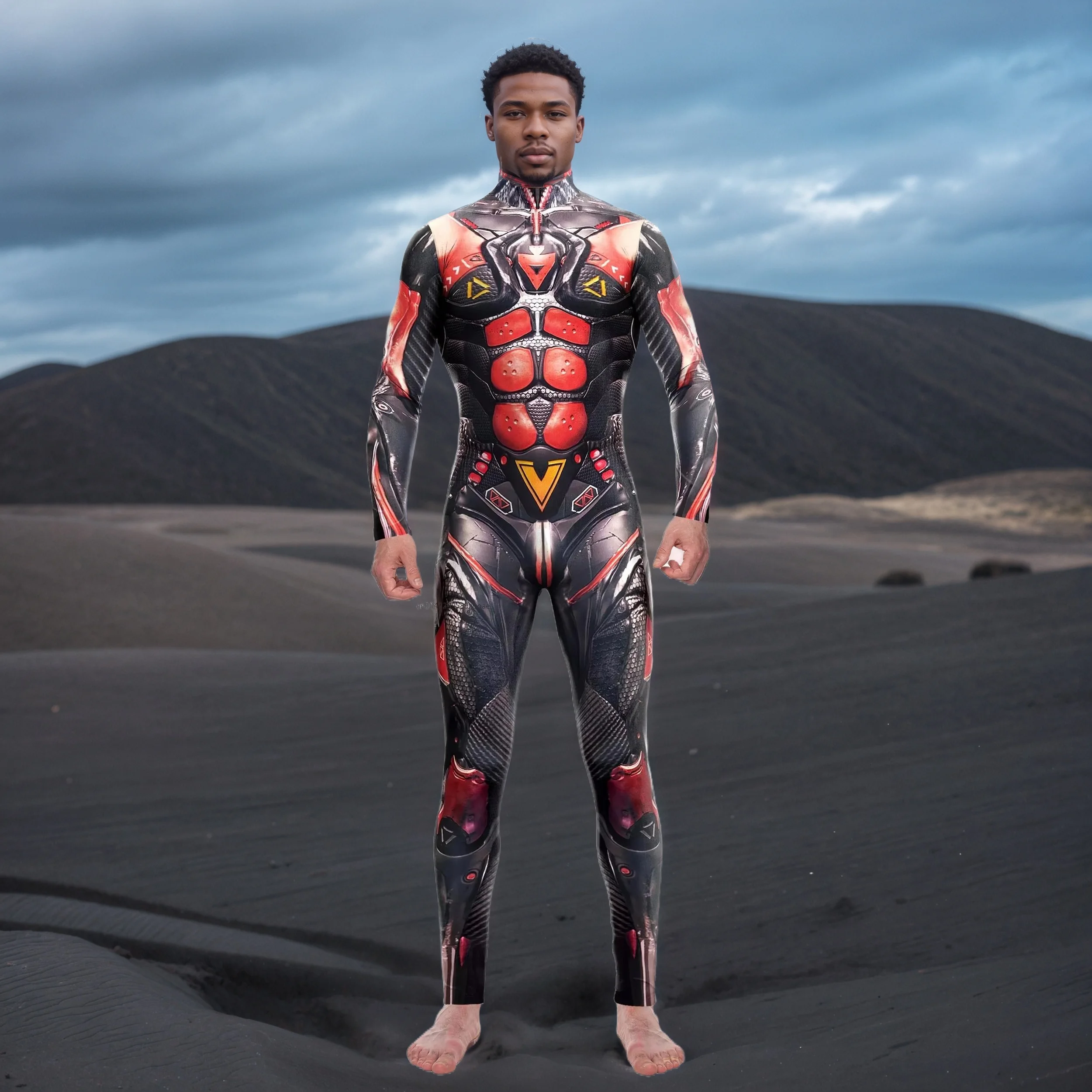 

Robot Cosplay Costume Jumpsuit Men Muscle Pattern 3D Print Halloween Party Clothes Zentai Suits Holiday Cosplay Catsuit 2024