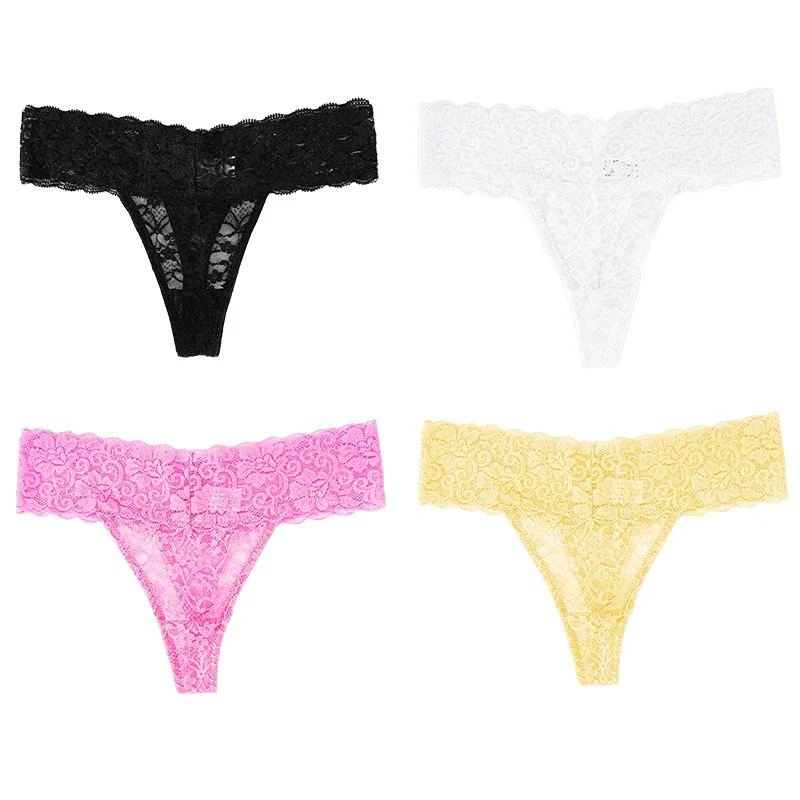 Women's Sexy Floral Lace Panties Female New Transparent Breathable Underwear Thong Lingerie Seamless Low Waist G-String Briefs