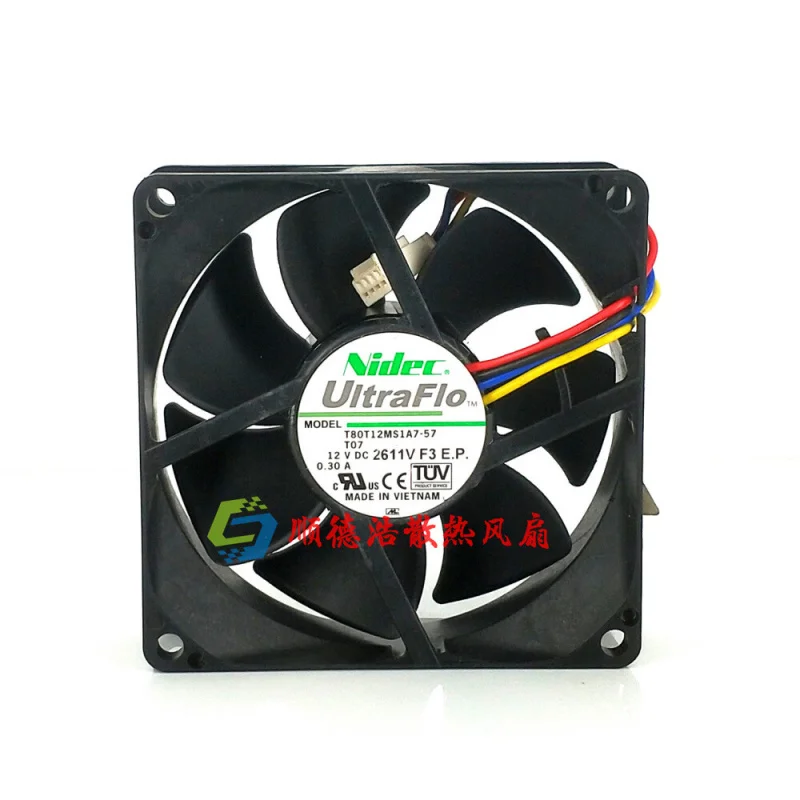 

Вентилятор Z For Nidec 8025 T80T12MS1A7-57 T07 12V 0.30A с 4-проводным управлением скоростью