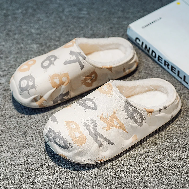 Light Weight Cotton Slippers Cozy Warm Plush Lining Wearproof Anti Skid Sole Comfort House Footwear for Men Women Indoor Use