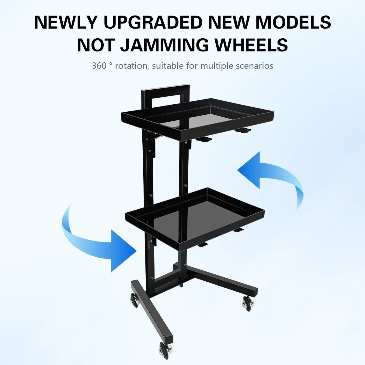 Foldable Utility Cart on Wheels Adjustable Height Mobile Tray for Dental Tools Salon Supplies Hair Stylist