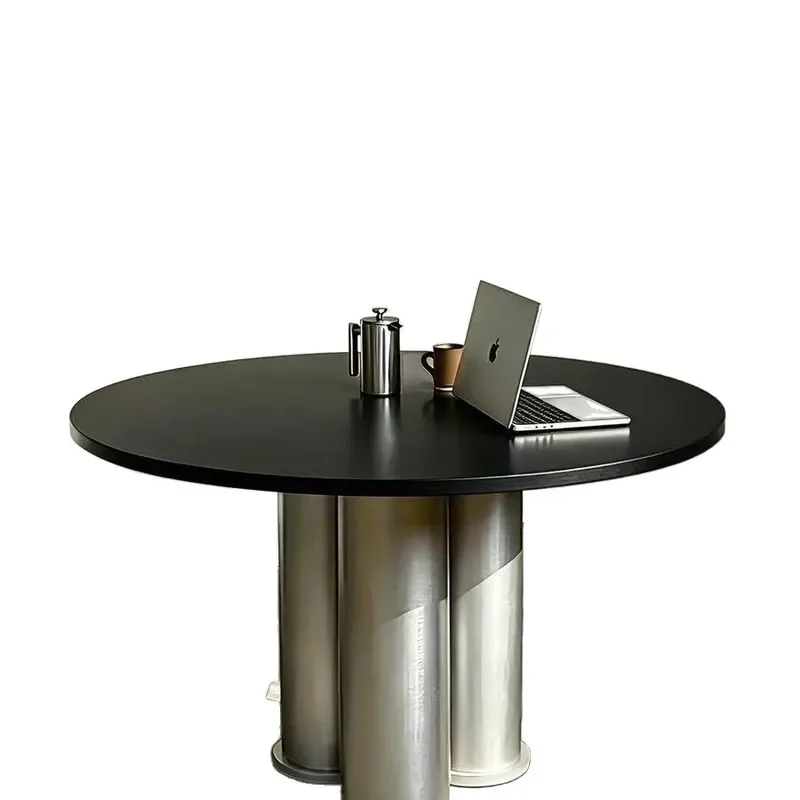 Bauhaus Round Dining Table Solid Wood Minimalist Small Apartment Office Desk Medium Size Antique Finish Colorful Home