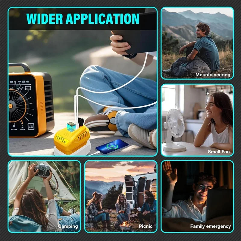 Convertidor adaptador 2 en 1 para batería de iones de litio Makita/Dewalt/Milwaukee/Einhell de 18V, cargador USB de 100W con pantalla LED