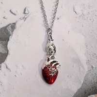 Bat Heart Necklace, Vampire Jewelry, Gothic, Pagan, Witch accessories, Blood Heart, Organ, Retro, Alternative, Choker For Women