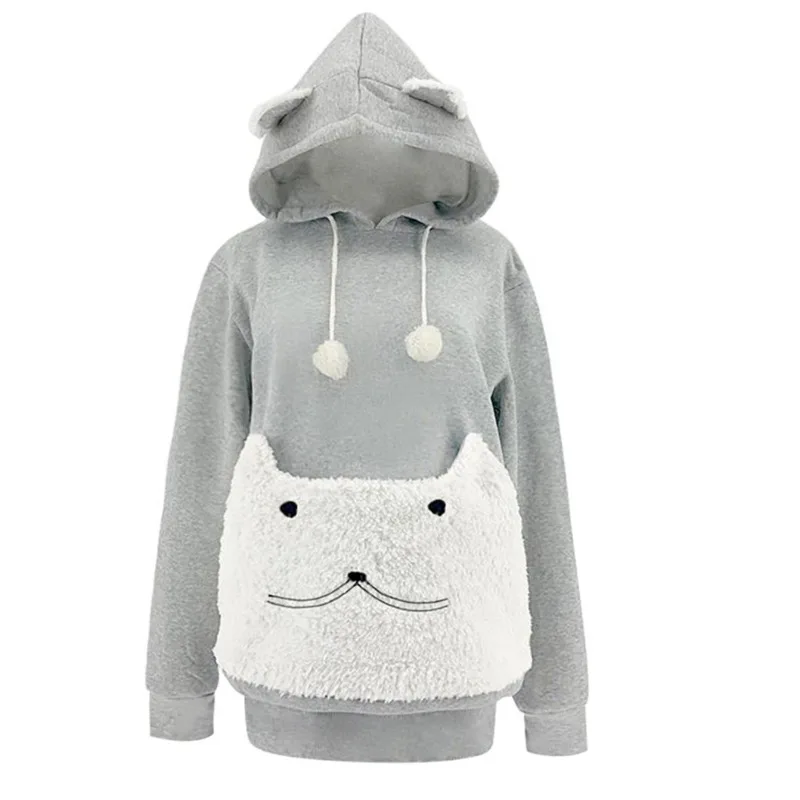 

2025 Top Fashion Embroidered Hoodie Big Pocket Pet Sweater Women