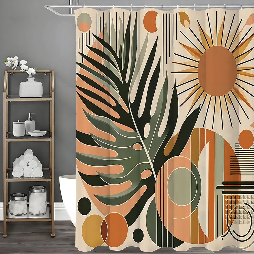 

Современная простая занавеска для душа с листьями, декоративная занавеска для душа в ванной комнате, водонепроницаемая занавеска для душа с крючками
