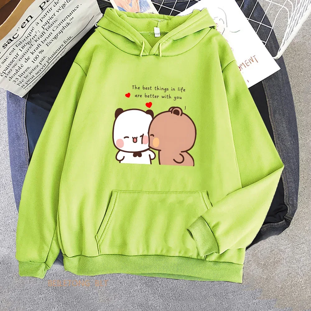 Panda Bear Bubu Dudu Love Heart Sweatshirts Women/Men Clothing Casual Long Sleeve Kawaii Printing Pullovers for Winter plussize