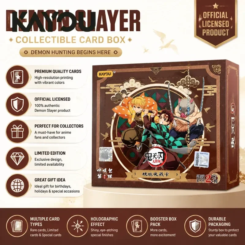 Kayou Demon Slayer Kimetsu No Yaiba Trading Cards Breath Pack Vol.1 Genuine Sealed Full Box TCG Anime Collectible Cards Gift Toy