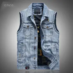Autumn Black Denim Jacket Vest Men Clothing Brand Sleeveless Jeans Jacket men Winter Militaire Casual Vest For Men