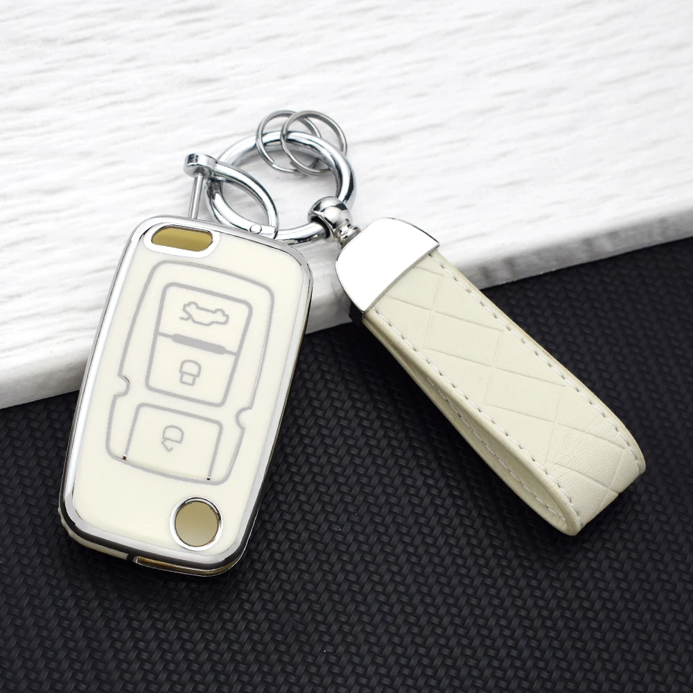 Soft TPU Car Key Case Cover For Geely Emgrand EC7 EC7-RV EC715 EC718 EC8 GC5 GC6 SL EU7  Folding Key Holder Protector Keychain view 4