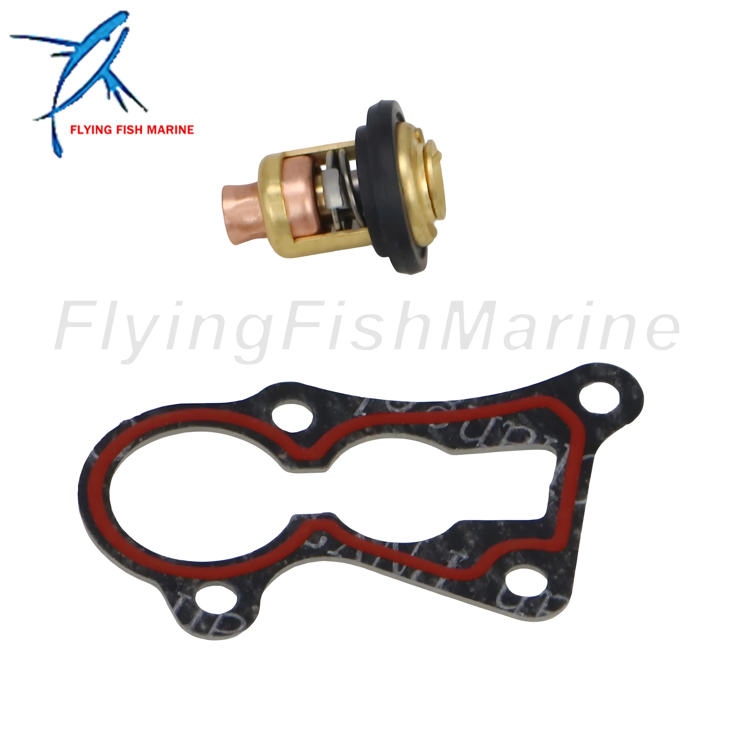 Boat Engine 6F5-12411-01 02 03 18-3625 Thermostat & 6E9-12414-A0 A1 18-99142 Gasket for Yamaha 40HP C40 Boat Motor, 60℃/140℉