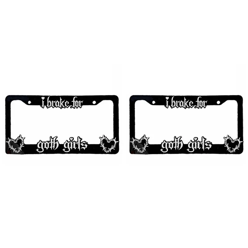 

Декоративная рамка для номерного знака ABXF-2X черного цвета для гот-девушек, портативная рамка для автомобильного номера, для любителей автомобилей