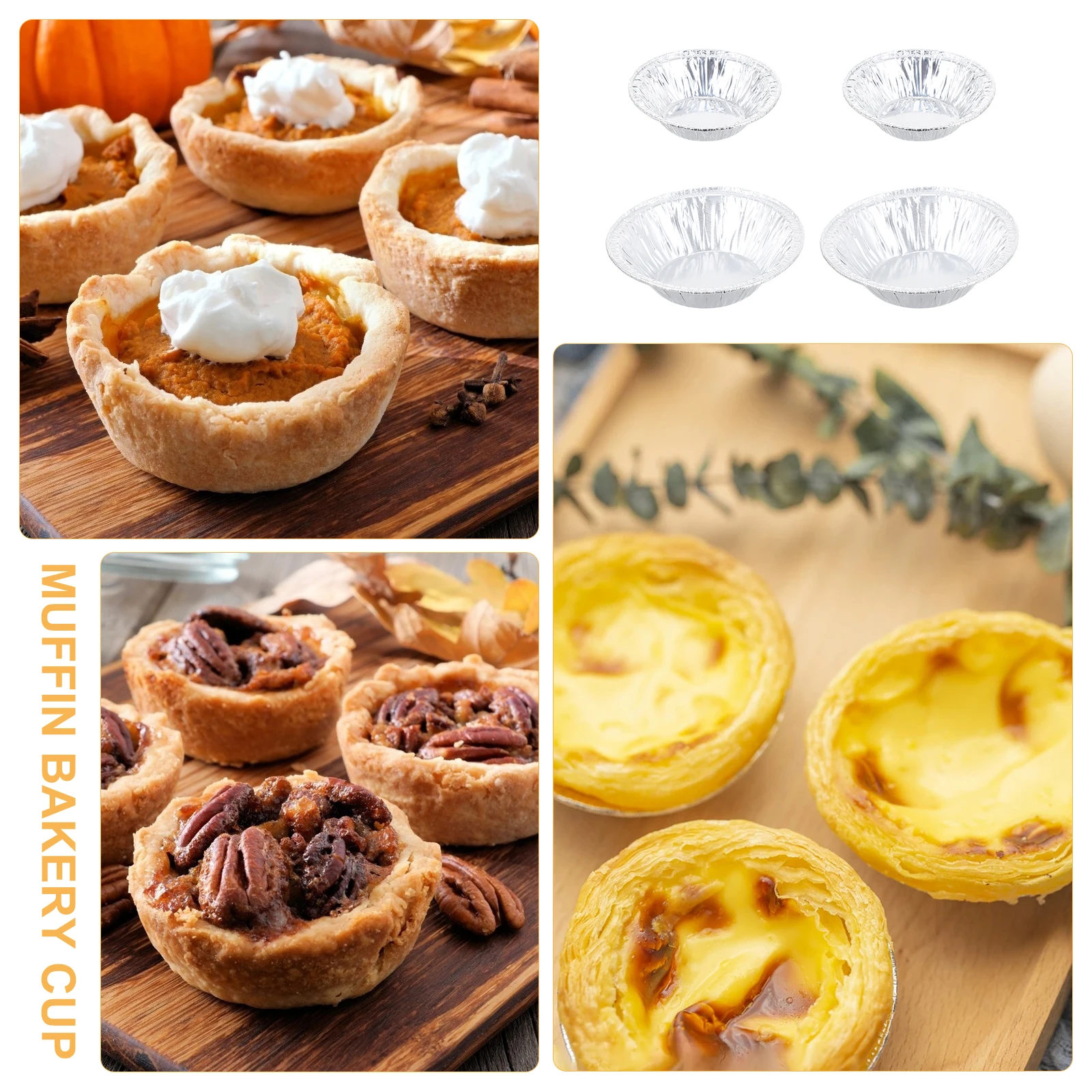 

500pcs Egg Tart Mold Non-Stick Disposable Baking Tin Foil Cups Cupcake Molds for Oven Tarts Pans Mini Cakes 2 Sizes Supermarket